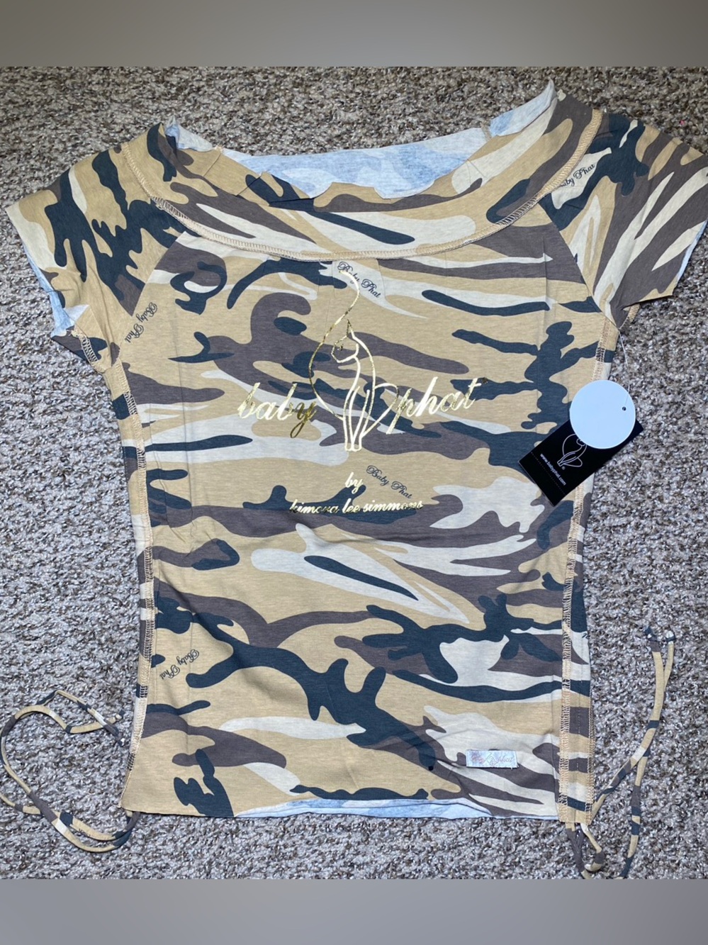 Baby Phat Women's Camo Print Tee with Gold Logo